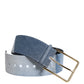 Dolce & Gabbana Blue Two Tone Denim Gold Metal Buckle Belt