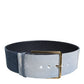 Dolce & Gabbana Blue Two Tone Denim Gold Metal Buckle Belt
