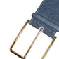 Dolce & Gabbana Blue Two Tone Denim Gold Metal Buckle Belt
