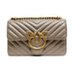 PINKO Grey Leather Love One Mini Shoulder Bag