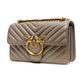 PINKO Grey Leather Love One Mini Shoulder Bag