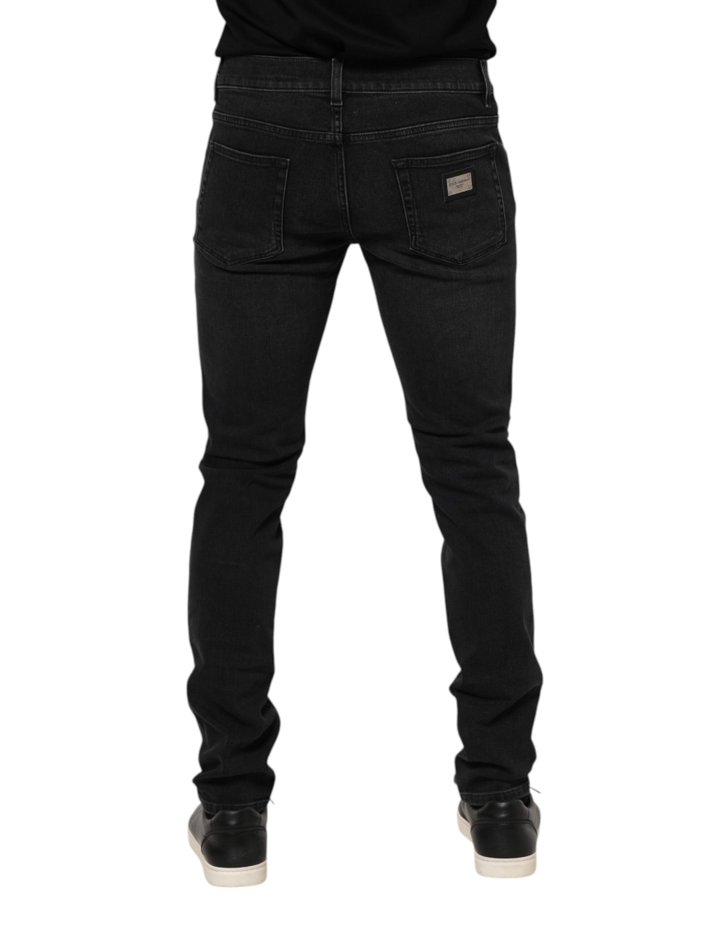 Dolce & Gabbana Black Cotton Skinny Men Denim Trouser Jeans