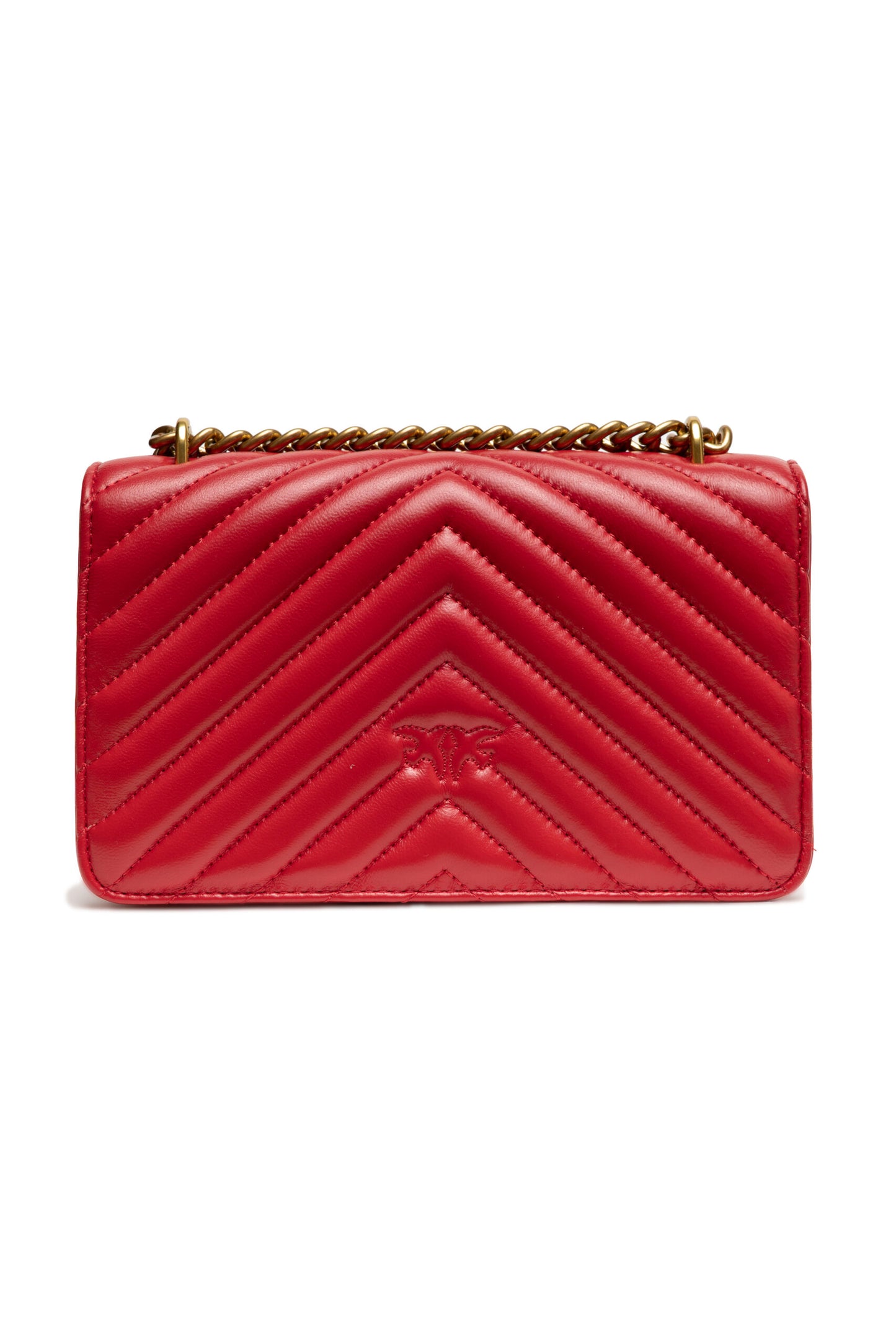 PINKO Red Leather Love One Mini Shoulder Bag Womens Shoulder Bag