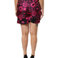 Dolce & Gabbana Pink Black Silk Logo Print DG Pattern Shorts