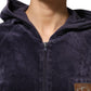 Cavalli Class Purple Cotton Blend Velvet Zip-Up Hoodie Sweatshirt Sweater