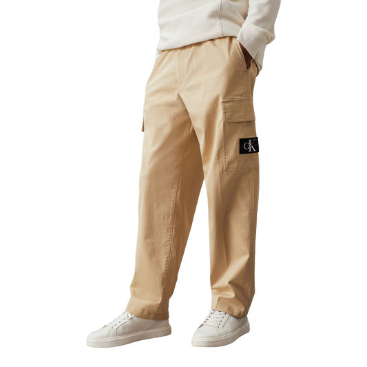 Calvin Klein Jeans Beige Recycled Cotton Cargo Pants