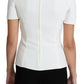 Dolce & Gabbana White Viscose Acetate Short Sleeve Blouse Top