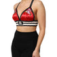 Dolce & Gabbana Red Satin Floral Embroidered Bralette Crop Top