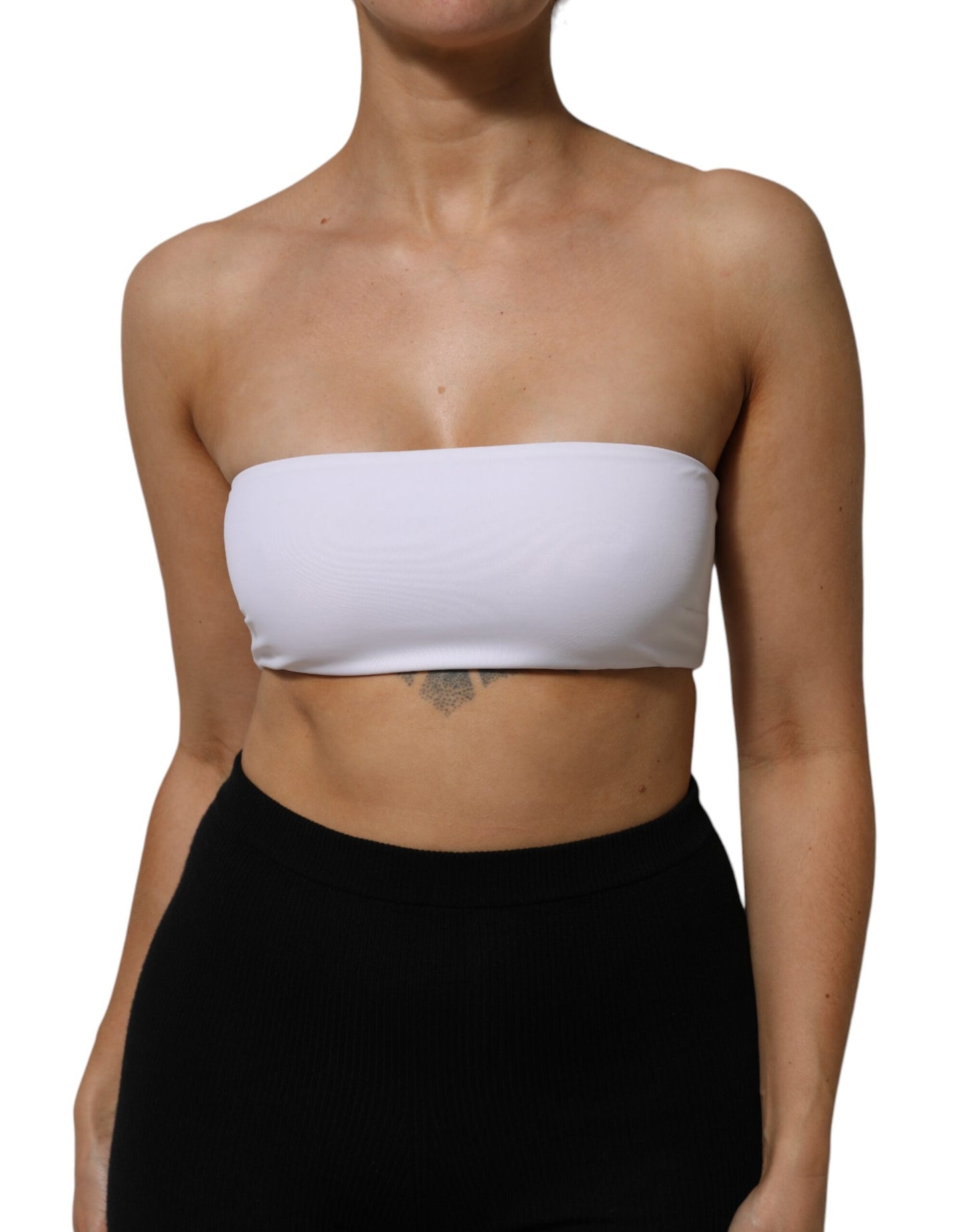Dolce & Gabbana White Nylon Blend Bandeau Strapless Tube Top