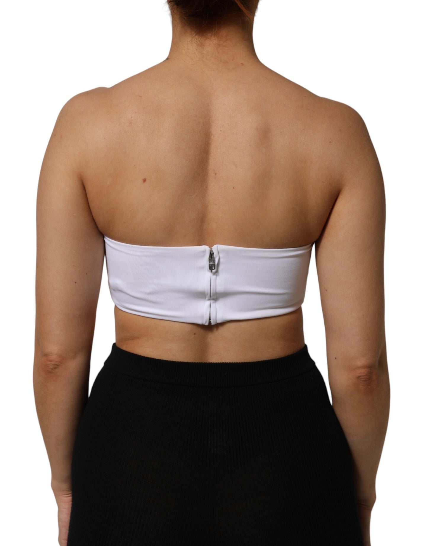 Dolce & Gabbana White Nylon Blend Bandeau Strapless Tube Top
