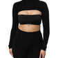 Dolce & Gabbana Black Viscose Turtle Neck Crop Pullover Top
