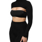 Dolce & Gabbana Black Viscose Turtle Neck Crop Pullover Top