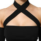 Dolce & Gabbana Black Viscose Halter Off Shoulder Cropped Top