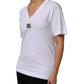 Dolce & Gabbana White Cotton V-Neck Short Sleeves T-Shirt