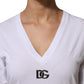 Dolce & Gabbana White Cotton V-Neck Short Sleeves T-Shirt