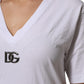 Dolce & Gabbana White Cotton V-Neck Short Sleeves T-Shirt