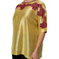 Dolce & Gabbana Yellow Silk Satin Floral Lace Short Sleeves Top