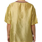 Dolce & Gabbana Yellow Silk Satin Floral Lace Short Sleeves Top