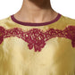 Dolce & Gabbana Yellow Silk Satin Floral Lace Short Sleeves Top