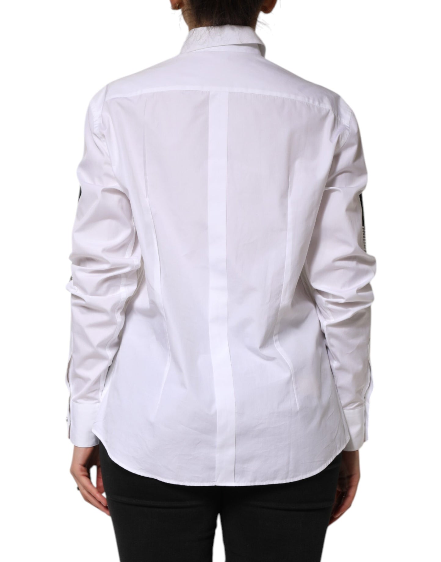 Dolce & Gabbana White Crystal Embellished Dress Shirt Top