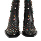 Dolce & Gabbana Black Crystal Embellished Men Short Boots Shoes