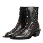 Dolce & Gabbana Black Crystal Embellished Men Short Boots Shoes