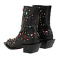 Dolce & Gabbana Black Crystal Embellished Men Short Boots Shoes