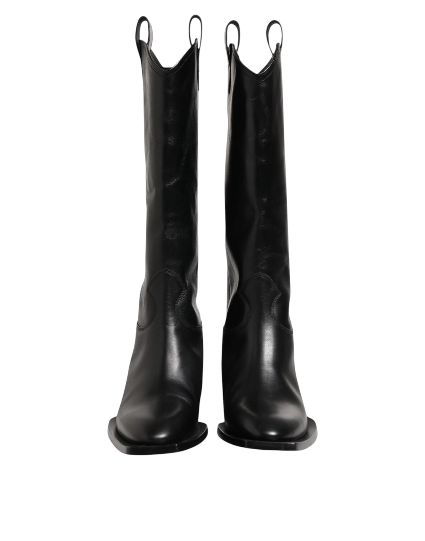 Dolce & Gabbana Black Leather Over The Calf Biker Boots Shoes