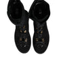 Dolce & Gabbana Black Alpaca Wool Suede Mid Calf Boots Shoes