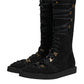Dolce & Gabbana Black Alpaca Wool Suede Mid Calf Boots Shoes