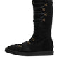 Dolce & Gabbana Black Alpaca Wool Suede Mid Calf Boots Shoes