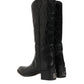 Dolce & Gabbana Black Leather Over The Calf Biker Boots Shoes