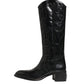 Dolce & Gabbana Black Leather Over The Calf Biker Boots Shoes