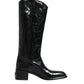 Dolce & Gabbana Black Leather Over The Calf Biker Boots Shoes