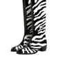Dolce & Gabbana Black White Zebra Over The Calf Boots Shoes