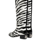 Dolce & Gabbana Black White Zebra Over The Calf Boots Shoes