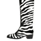 Dolce & Gabbana Black White Zebra Over The Calf Boots Shoes