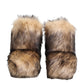 Dolce & Gabbana Brown Faux Skim Ski Fur Men Short Boots Shoes