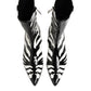 Dolce & Gabbana Black White Zebra Leather Mid Calf Boots Shoes