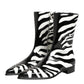 Dolce & Gabbana Black White Zebra Leather Mid Calf Boots Shoes