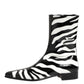 Dolce & Gabbana Black White Zebra Leather Mid Calf Boots Shoes