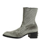 Dolce & Gabbana Gray Cotton Velvet Mid Calf Short Boots Shoes