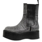 Dolce & Gabbana Black Crystal Strass Mid Calf Short Boots  Shoes