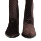Dolce & Gabbana Brown Cotton Velvet Mid Calf Short Boots Shoes