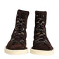 Dolce & Gabbana Brown Suede Lace Up Ankle Short Boots Shoes