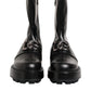 Dolce & Gabbana Black Logo Plaque Mid Calf Biker Boots Shoes