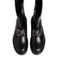 Dolce & Gabbana Black Logo Plaque Mid Calf Biker Boots Shoes