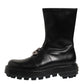 Dolce & Gabbana Black Logo Plaque Mid Calf Biker Boots Shoes
