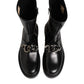 Dolce & Gabbana Black Logo Plaque Mid Calf Biker Boots Shoes