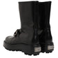 Dolce & Gabbana Black Logo Plaque Mid Calf Biker Boots Shoes